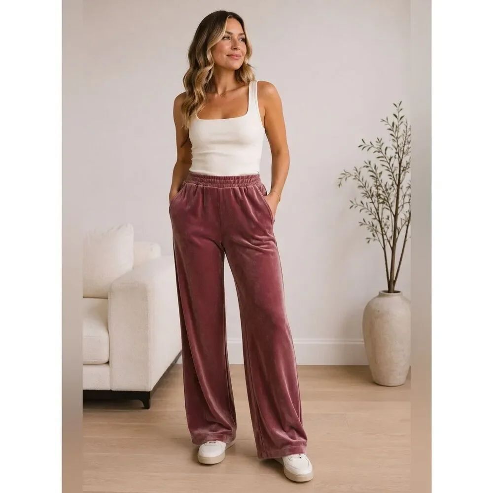 J. Jill Dusty Rose Wide Leg Velvet Pants